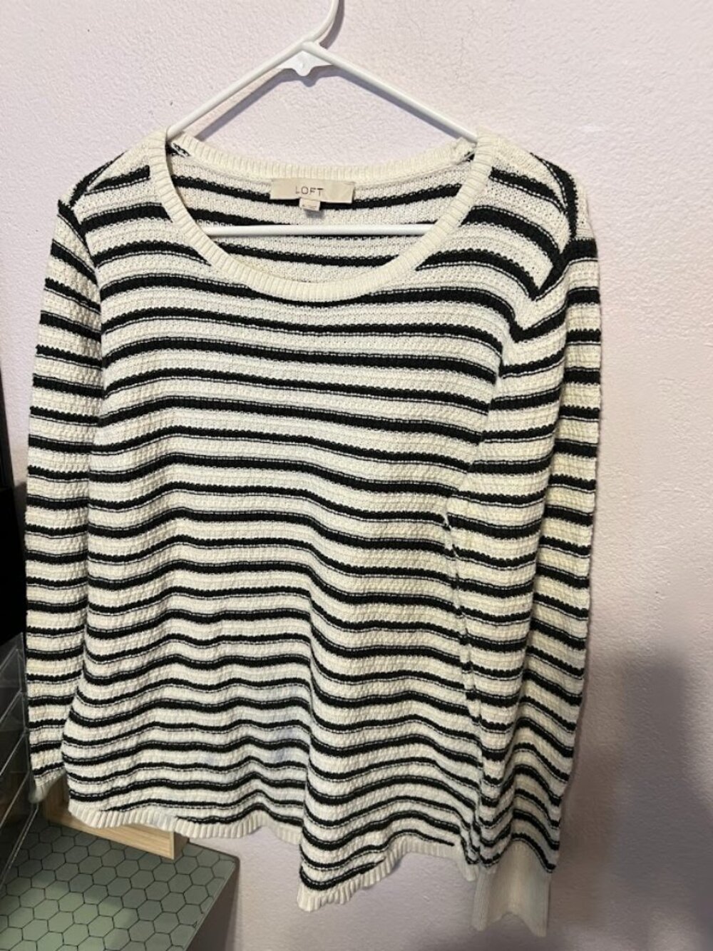 Loft striped black and white XL sweater